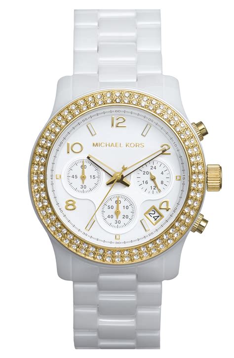 michael kors ceramic watch gold|Michael Kors white ceramic watch.